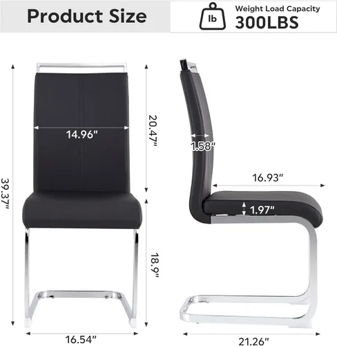 Miniatura 2 de Baysitone Juego de 6 sillas de comedor modernas, sillas laterales de comedor, sillas de cocina con asiento acolchado de piel sintética y respaldo