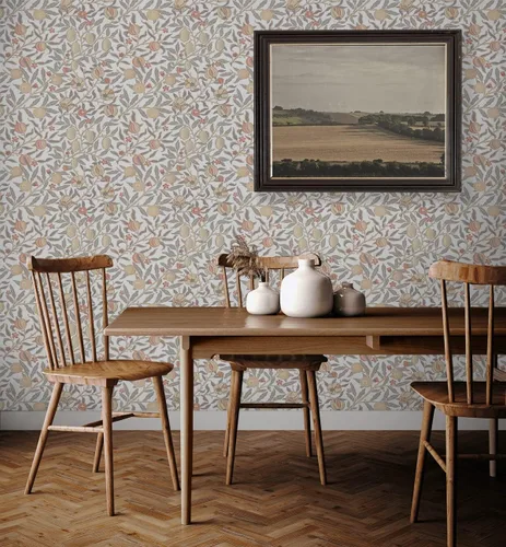 Miniatura 2 de NextWall Papel tapiz vintage de granada (Daydream Grey & Melon)