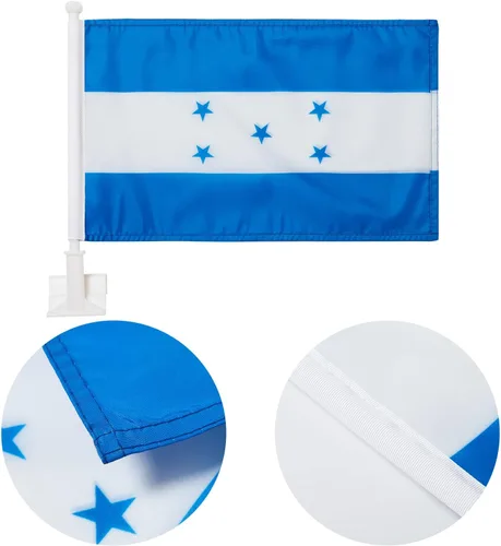 Miniatura 4 de Paquete de 2 banderas de automóvil, bandera de Honduras para exteriores con bandera hondureña y mástil, el clip para ventana con logotipo