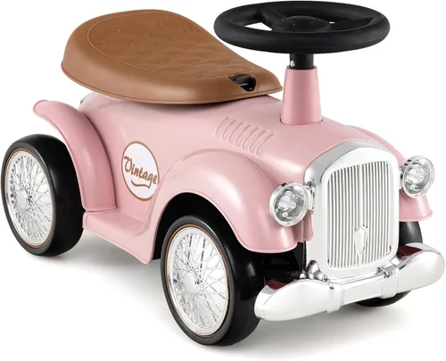 Costzon Coche de Paseo con Empuje para Niños Pequeños, Coche Clásico para Niños con Piso Deslizante de Pie a Piso con Volante, Claxon y