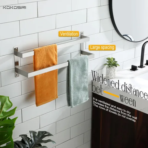 Miniatura 6 de KOKOSIRI Barras para Toallas de Baño de 2 Niveles Tipo Escalera Rieles para Toallas de 24 Pulgadas Soportes para Toallas Montados en Pared Estantes