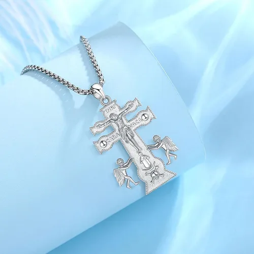 Miniatura 362 de EUDORA Collar de plata de ley 925, San Cristóbal y San Benito, San Miguel, Virgen María, San Judas Tadeo, Cruz de Buen Pastor y Arcángel, Medalla