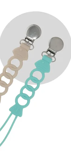 Miniatura 8 de Pinza para chupete de silicona para bebés, niños y niñas, para recién nacidos, cumpleaños, baby shower, juego de 2 con clip de metal (peces)