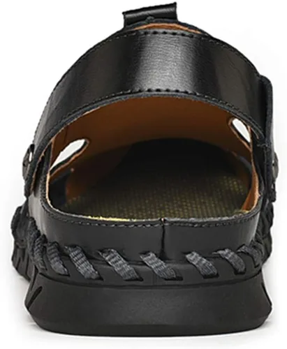 Miniatura 4 de JAMONWU Men's Casual Closed Toe Adjustable Leather Sandals Handmade Fisherman Beach Sandals