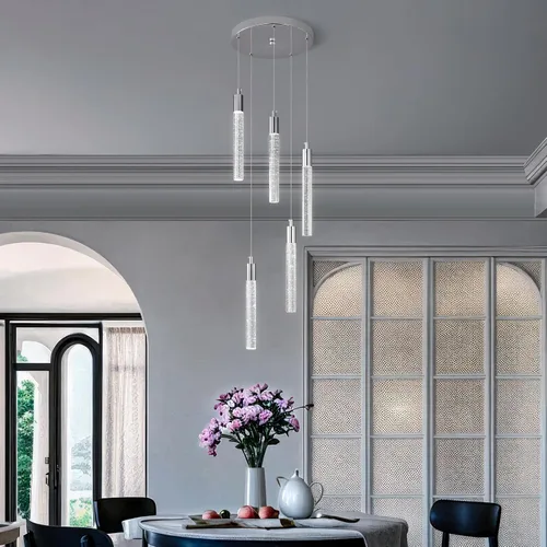 Miniatura 19 de Iluminación de Isla de Cocina Accesorio de Luz Moderna Lámpara Colgante Dorada Regulable LED Acabado de Latón Mini Luces Colgantes de Cristal
