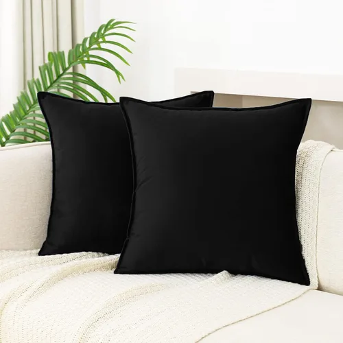JIAHANNHA Juego de 2 fundas de cojín de terciopelo de color negro de 18 x 18 pulgadas, suaves y decorativas, para sofá, cama, sala de estar u oficina