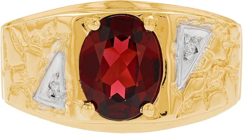 Miniatura 2 de Jewelry Liquidation Anillo para hombre de oro amarillo macizo de 14 quilates, granate 0.04 cttw, Oro amarillo Oro, Granate