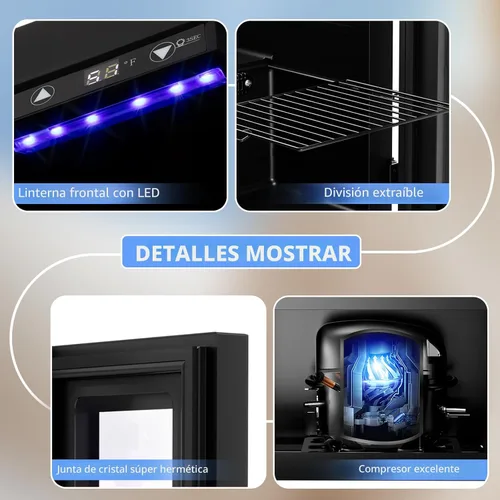 Miniatura 6 de Antarctic Star 0.6 pies cúbicos. Refrigerador mini para vino de pie libre, encimera para bodega de vino de 4 botellas, vino tinto, silencioso, Negro