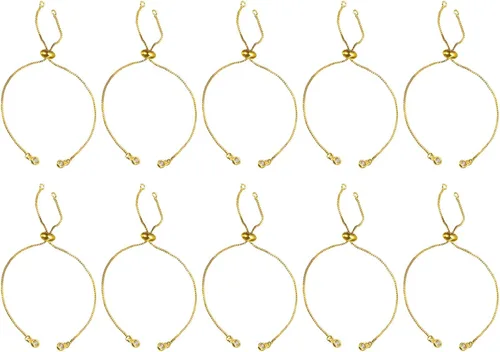 uxcell Pulseras deslizantes ajustables, 10 unidades de extensor de caja de cadenas de conexión con extremos de diamantes de imitación para hacer