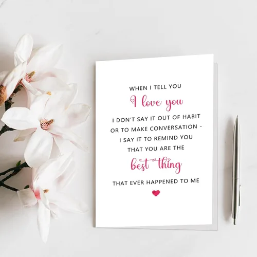 Miniatura 7 de Qiliji Tarjeta del día de San Valentín para marido, novio, esposa, novia, bonita tarjeta de amor de poema para él y ella, tarjeta de aniversario