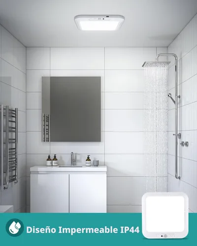 Miniatura 3 de wowatt: lámpara de techo recargable operada por batería, luz de sensor de movimiento para interiores, lámpara de ducha inalámbrica con mando a