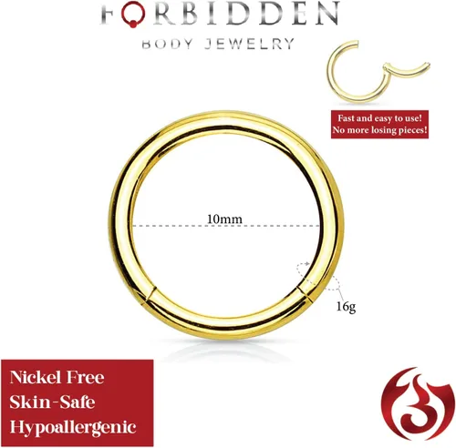 Miniatura 68 de Forbidden Body Jewelry - Piercing para la nariz de acero quirúrgico 316L con bisagra, 14G, 16G, 18G, diámetro de 15/64, 5/16, 25/64, 15/32 pulgadas
