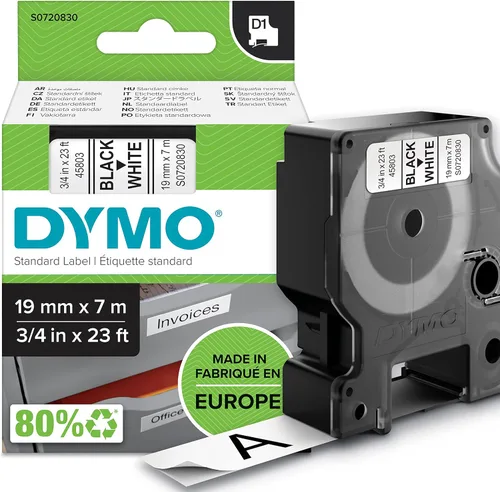 Miniatura 13 de DYMO DYMS0720610 - Cinta de cartucho, 0.472 in x 23.0 ft, color blanco sobre negro