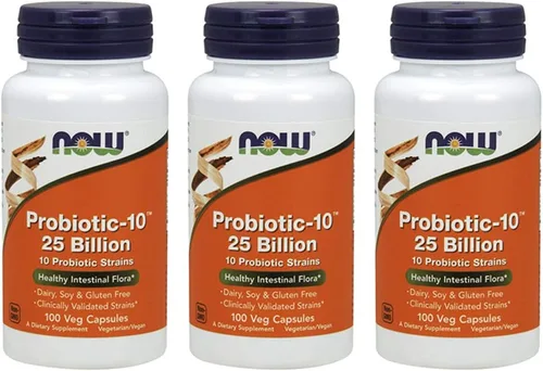 Miniatura 4 de NOW Foods Probiotic-10 25 mil millones, 100 unidades (paquete de 3)