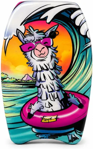 Miniatura 13 de PMU Bodyboard estampado con gráficos, correa de muñeca ligera, parte inferior lisa para playa, mar y piscina, tabla de surf para niños, adolescentes