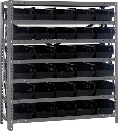 Miniatura 263 de Quantum QSBU-245BK Heavy Duty Shelving Unit with (7) Shelves and (24) QUS245 Black Bins for Garage Warehouse Storage Distribution 400 lb Load