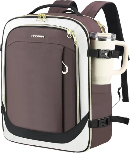 Miniatura 14 de KROSER Mochila grande para computadora portátil para laptop de hasta 17.3 pulgadas con puerto de carga USB, mochila de viaje repelente al agua