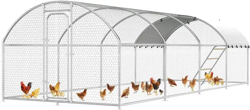 Miniatura 12 de Gallinero grande de metal con percha para posarse, gallinero con entrada para aves de corral, corral para patos y corral para pollos