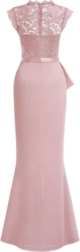Miniatura 4 de MISSMAY Vestido largo formal de boda sin mangas con encaje floral retro para mujer