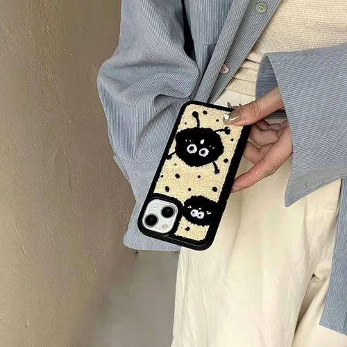 Miniatura 3 de Funda de briquetas linda y esponjosa para iPhone 14, 6.1 pulgadas (negro)