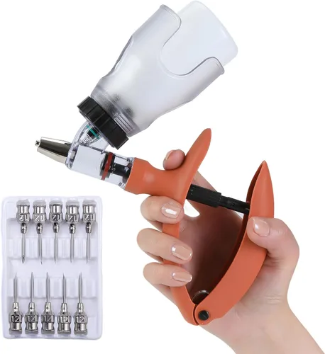 Miniatura 8 de Pistola de inyección para ganado de 5ML, pistola de inyección automática de recarga continua con botella ajustable, pistola de inyección