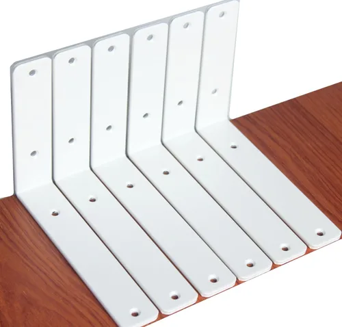 Miniatura 107 de Paquete de 12 soportes de estante en L de 8 pulgadas de largo x 6 pulgadas de alto x 1.5 pulgadas de ancho, 5 mm de grosor, soporte de estante en L