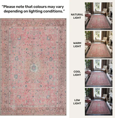 Miniatura 166 de GLN Rugs Traditional Collection - Alfombra de felpilla lavable a máquina, tradicional lavable, antideslizante, alfombra de felpilla de pelo corto