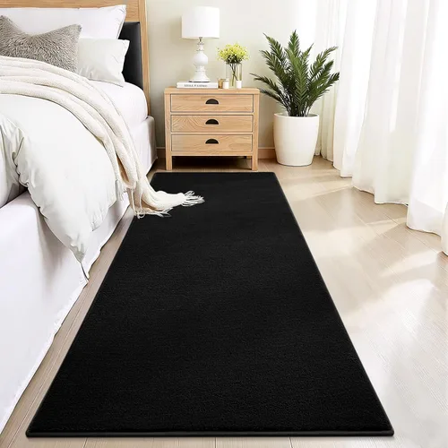 Miniatura 19 de Vasofe Alfombra de pasillo negra de 2 x 4 pulgadas, alfombra antideslizante de espuma viscoelástica gruesa para interiores, para guardería