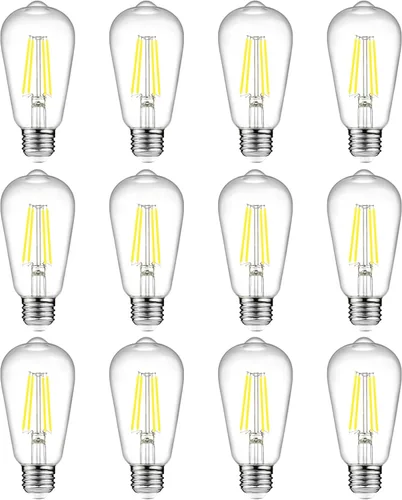 Ascher Bombillas LED Edison vintage, 6 W, equivalente a 60 W, no regulable, luz diurna 5000 K, 700 lúmenes, bombillas de filamento LED antiguas ST58