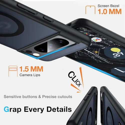 Miniatura 6 de Funda para Google Pixel 8 Pro con MagSafe [Soporte Ajustable][Carga Mientras Está de Pie][Militar a Prueba de Golpes] Parachoques de Silicona Suave