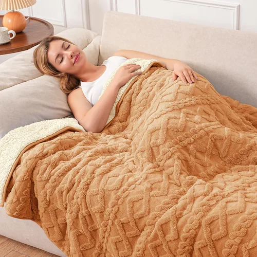 Miniatura 22 de Wemore Manta con peso de forro polar Sherpa para adulto, 10 libras de doble cara, acogedora y esponjosa, manta ultra mullida con parte superior