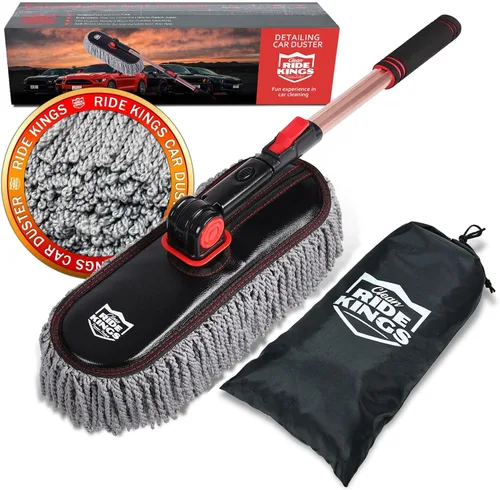 Plumero exterior de coche libre de arañazos – 27-36 pulgadas mango extensible de microfibra cepillo de polvo automático para SUV, RV, camión,