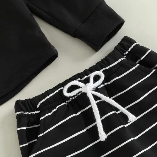 Miniatura 5 de Conjunto de ropa para niños pequeños, sudadera de retazos, manga larga, pantalones sólidos, para otoño e invierno