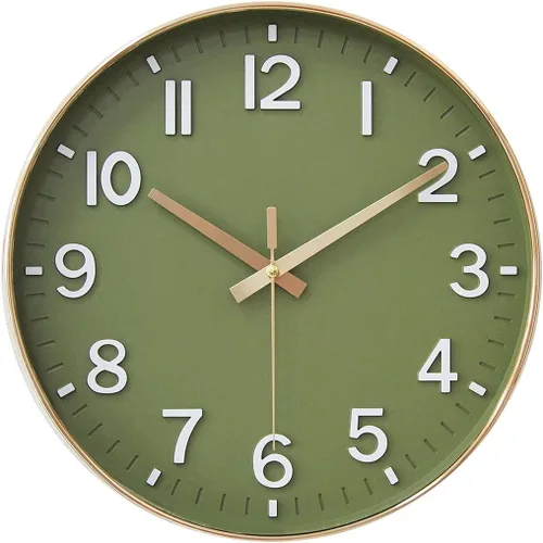 Miniatura 8 de HZDHCLH Reloj de pared de cuarzo moderno, funciona con pilas, 12 pulgadas, silencioso, sin tictac, números 3D, reloj redondo para pared, reloj