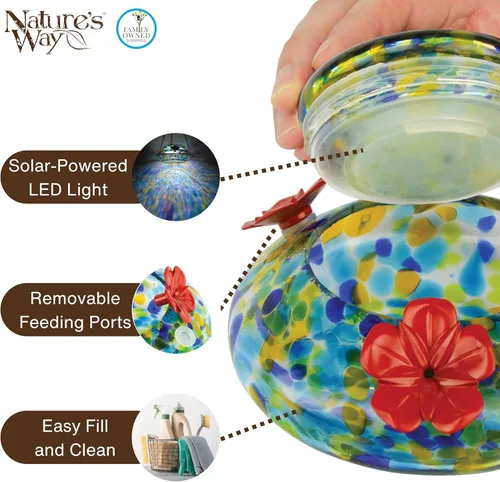 Miniatura 4 de Nature's Way Bird Products GHF7 alimentador de colibrí iluminado soplado a mano