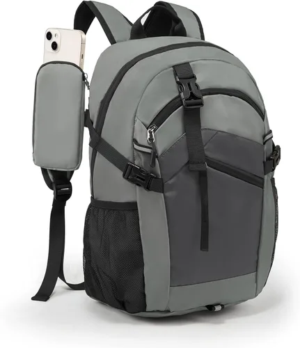 Miniatura 10 de Mochila de senderismo para mujeres y hombres de 20 litros con bolsillo extraíble para teléfono, mochila de viaje ligera pequeña mochila de Beige