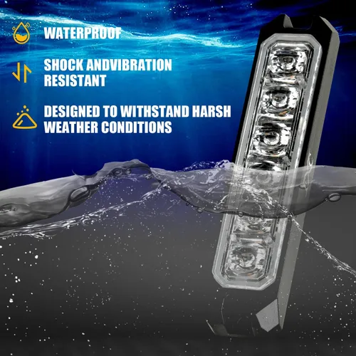 Miniatura 3 de Purishion - Luz estroboscópica con 6 luces LED color ámbar, impermeable, para barra de precaución, 10 patrones intermitentes, apto para automóvil