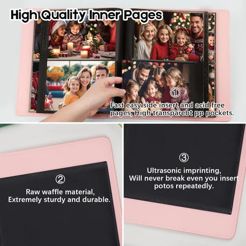 Miniatura 6 de Álbum de fotos de 272 bolsillos de 5 x 7 pulgadas con capacidad para 272 fotos, álbum de fotos de 5 x 7 pulgadas, cubierta de cuero de gran