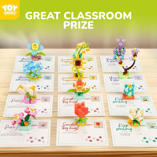 Miniatura 5 de TOY Life Paquete de 36 Obsequios de Fiesta para Niños, Plantas Pequeñas Mini Flores Juego de Bloques de Construcción para Premio de Aula, Flores