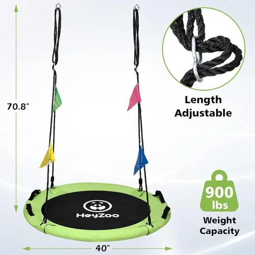 Miniatura 4 de HeyZoo Columpio de árbol, columpio volador de 40 pulgadas para niños, capacidad de peso de 900 libras, con correas ajustables para colgar