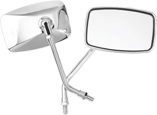 Espejos de motocicleta, perno de 0.394 in para manillar de motocicleta rectangular, retrovisor, espejos laterales, compatibles con Kawasaki Honda