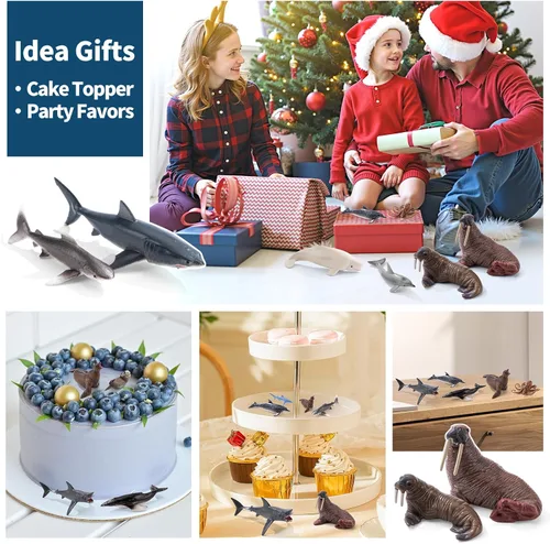 Miniatura 5 de 36 piezas de juguetes de animales marinos con tiburón, ballena, pulpo y otras figuras de animales del océano, juguetes para niños, adornos
