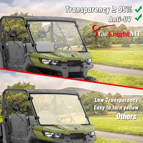 Miniatura 3 de StarknightMT Parabrisas delantero UTV resistente a los arañazos compatible con Can-Am Defender 2016-2026, policarbonato a prueba de rayos UV