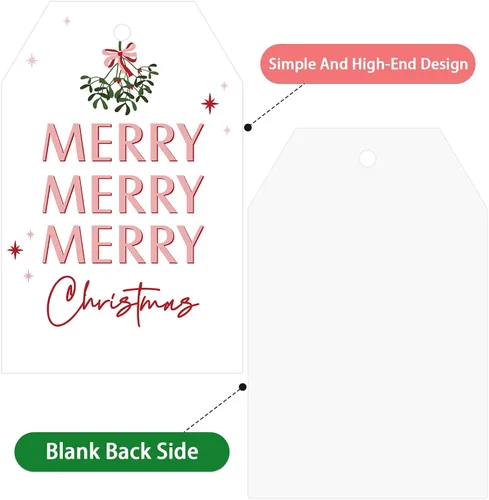 Miniatura 2 de Etiquetas de regalo de Navidad de Anwyll con cuerda - 50 piezas etiquetas de arco rosa feliz feliz feliz Navidad para regalos etiqueta de regalo