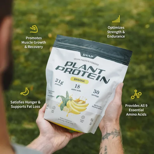 Miniatura 4 de Snap Supplements Polvo de proteína vegana orgánica a base de plantas en polvo de proteína que aumenta el óxido nítrico, aminoácido BCAA