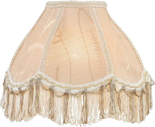 Miniatura 3 de Aspen Creative 55001 - Pantalla de lámpara de cúpula festoneada cosida a mano con flecos UNO en Biscotti Beige, 4 pulgadas superior x 10 pulgadas