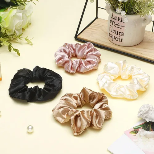Miniatura 4 de 24 coleteros de satén para mujer, suaves que la seda para coleteros de cabello, lazos y bandas de moda para todo tipo de cabello, accesorios