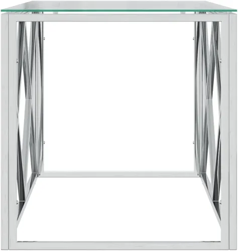 Miniatura 5 de mesa de Centro para sala Mesas de centro Mesa de centro de 43.3 x 17.7 x 17.7 pulgadas de acero inoxidable y vidrioAdecuado para salas de estar