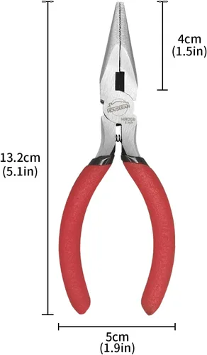 Miniatura 2 de Alicates de punta de aguja, 5 pulgadas, paquete de 5, alicates de punta larga con cortador lateral, con resorte para cortar y doblar alambre Rojo