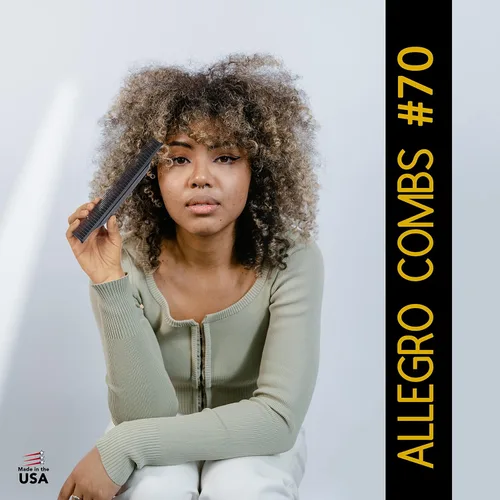 Miniatura 6 de Allegro Combs Peine desenredante de 3 filas #70 para cabello rizado para mujer, definición de rizos, diente ancho, fabricado en Estados Unidos, 1
